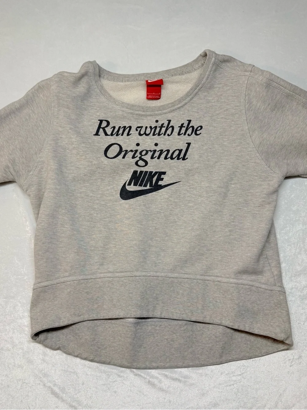 Nike Light Gray Pullover Sweatshirt with Navy Logo